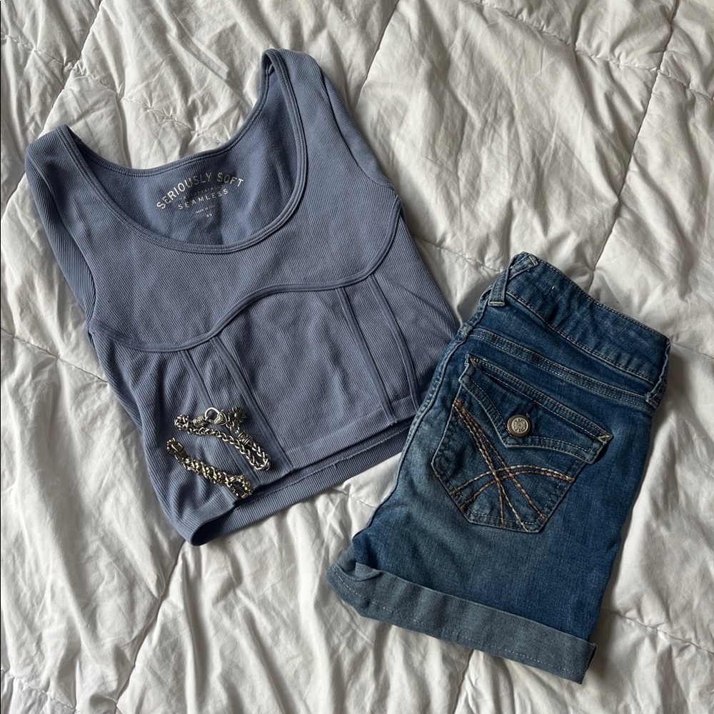 Aeropostale Light Blue Long Sleeve Crop Top